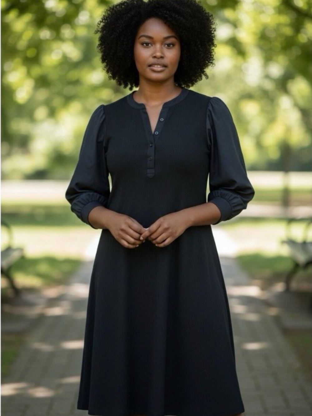 Chico's Black Long-Sleeve A-Line Dress